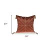 20" Burnt Orange And Gold Velvet Throw Pillow with Embroidery And Tassels