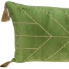 Olive and Gold Geo Velvet Lumbar Pillow with Gold Tassels
