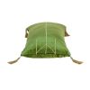 Olive and Gold Geo Velvet Lumbar Pillow with Gold Tassels