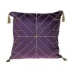 Dark Purple and Gold Geo Velvet Throw Pillow with Gold Tassels