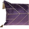 Dark Purple and Gold Geo Velvet Lumbar Pillow with Gold Tassels