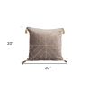 Taupe and Gold Geo Velvet Throw Pillow with Gold Tassels