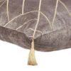 Taupe and Gold Geo Velvet Lumbar Pillow with Gold Tassels