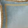 Boho Gray with Gold Fringe Decorative Square Throw Pillow