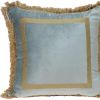 Boho Gray with Gold Fringe Decorative Square Throw Pillow