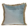 Boho Gray with Gold Fringe Decorative Square Throw Pillow