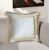 Boho Gray with Gold Fringe Decorative Square Throw Pillow