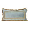 12" X 24" Gray and Gold Velvet Zippered Pillow With Fringe