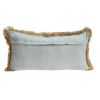 12" X 24" Gray and Gold Velvet Zippered Pillow With Fringe
