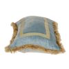 12" X 24" Gray and Gold Velvet Zippered Pillow With Fringe