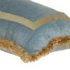 12" X 24" Gray and Gold Velvet Zippered Pillow With Fringe