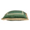 Boho Green with Gold Fringe Decorative Square Throw Pillow