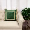 Boho Green with Gold Fringe Decorative Square Throw Pillow