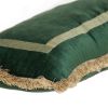Boho Green with Gold Fringe Decorative Lumbar Throw Pillow