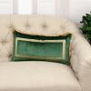Boho Green with Gold Fringe Decorative Lumbar Throw Pillow