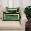 Boho Green with Gold Fringe Decorative Lumbar Throw Pillow