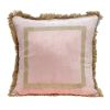 Boho Pink with Gold Fringe Decorative Square Throw Pillow