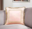 Boho Pink with Gold Fringe Decorative Square Throw Pillow