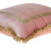 Boho Pink with Gold Fringe Decorative Square Throw Pillow