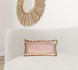 Boho Pink with Gold Fringe Decorative Lumbar Throw Pillow