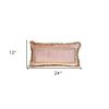 Boho Pink with Gold Fringe Decorative Lumbar Throw Pillow