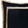 Boho Black with Gold Fringe Decorative Square Throw Pillow