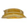 Boho Yellow with Gold Fringe Decorative Square Throw Pillow