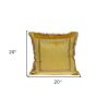 Boho Yellow with Gold Fringe Decorative Square Throw Pillow