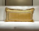 Boho Yellow with Gold Fringe Decorative Lumbar Throw Pillow