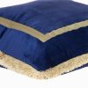 Boho Blue with Gold Fringe Decorative Square Throw Pillow