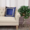 Boho Blue with Gold Fringe Decorative Square Throw Pillow