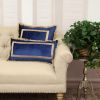 Boho Blue with Gold Fringe Decorative Square Throw Pillow