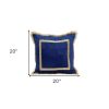 Boho Blue with Gold Fringe Decorative Square Throw Pillow