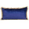 Boho Blue with Gold Fringe Decorative Lumbar Throw Pillow