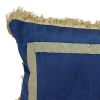 Boho Blue with Gold Fringe Decorative Lumbar Throw Pillow