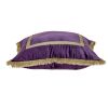 Boho Purple with Gold Fringe Decorative Square Throw Pillow