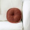 20" X 20" Burnt Orange Round Velvet Throw Pillow