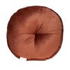 20" X 20" Burnt Orange Round Velvet Throw Pillow