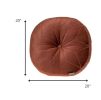 20" X 20" Burnt Orange Round Velvet Throw Pillow