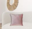 Reversible Ivory and Pink Square Velvet Throw Pillow
