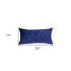 Quilted Velvet Arrows Blue Decorative Lumbar Pillow