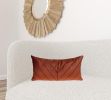 Quilted Velvet Arrows Burnt Orange Decorative Lumbar Pillow