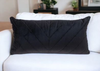 Quilted Velvet Arrows Black Decorative Lumbar Pillow