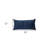 Navy Quilted Velvet Geo Lumbar Decorative Pillow