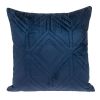 Navy Quilted Diamonds Velvet Solid Color Throw Pillow