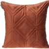 Burnt Orange Quilted Diamonds Velvet Solid Color Throw Pillow