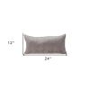 Taupe Quilted Diamonds Velvet Solid Color Lumbar Pillow