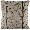 18" Black and Natural Bird Cotton Throw Pillow
