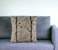 18" Black and Natural Bird Cotton Throw Pillow