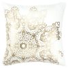 White Gold Medallion Down Filled Throw Pillow